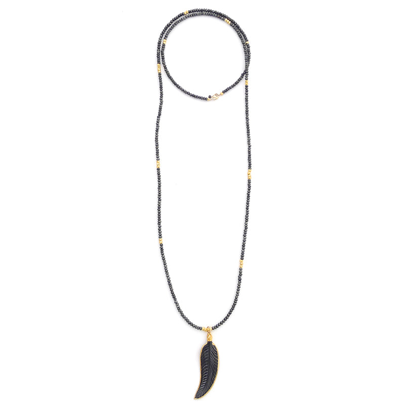 pyrite & bone feather