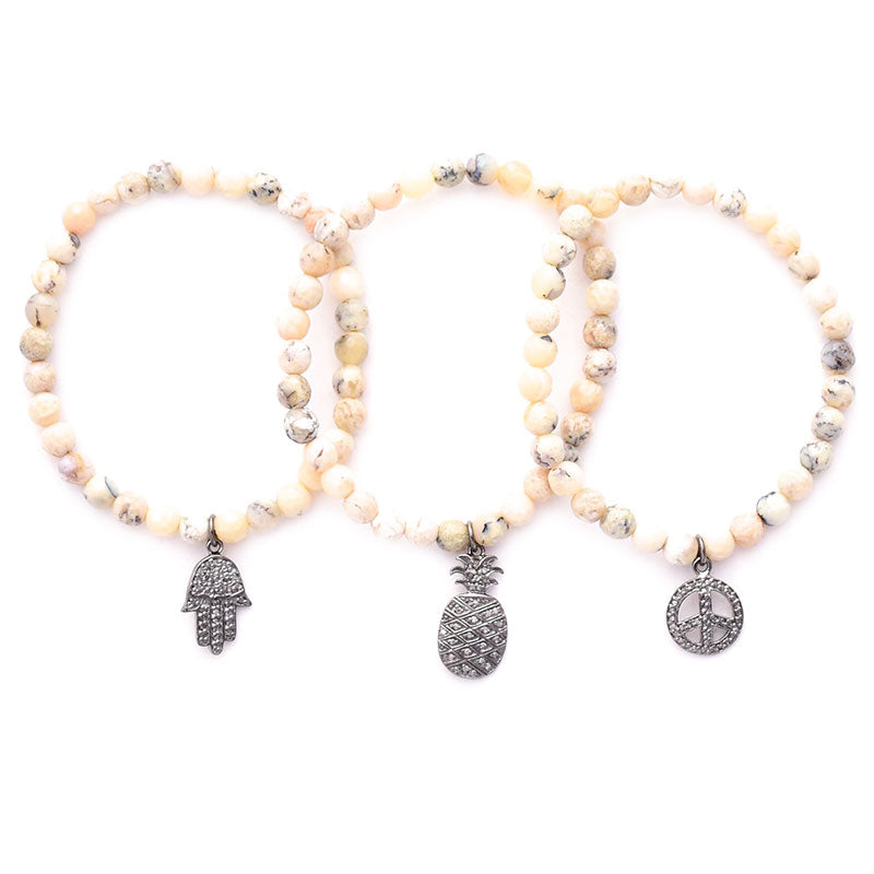african opal diamond charm bracelets