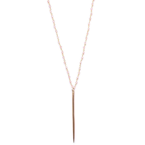 wire-wrapped rose quartz & gold spike