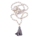 knotted silver beads & tassel