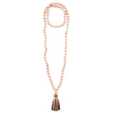 knotted peach moonstone & tassel