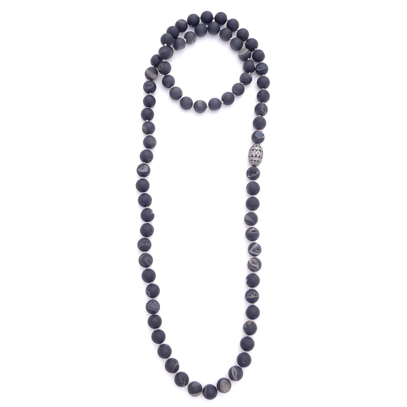 knotted matte druzy agate & diamond bead