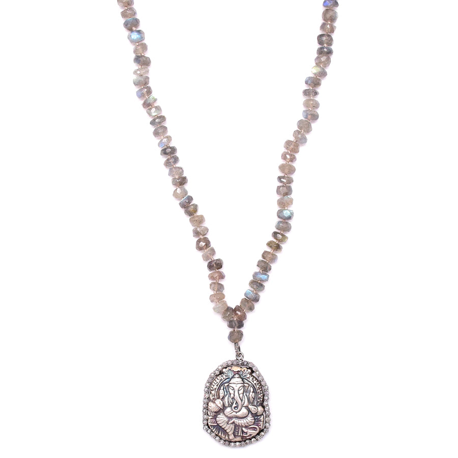 labradorite & silver rose cut ganesha