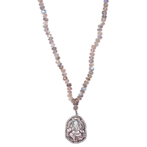 labradorite & silver rose cut ganesha