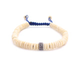 bone & diamond rondelle adjustable bracelet