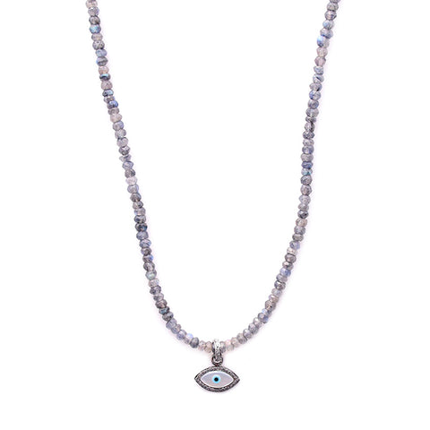labradorite & diamond evil eye