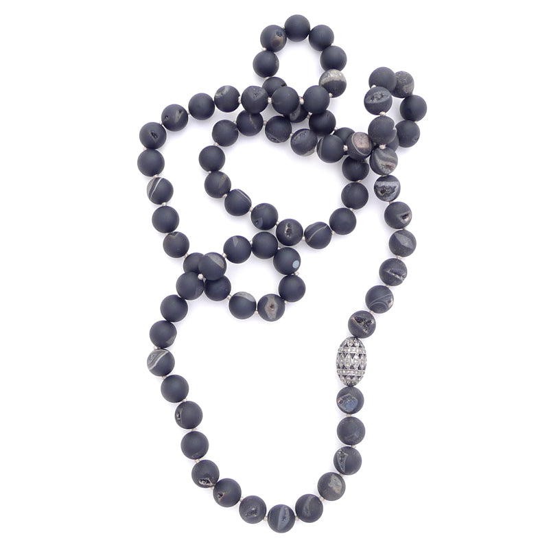 knotted matte druzy agate & diamond bead