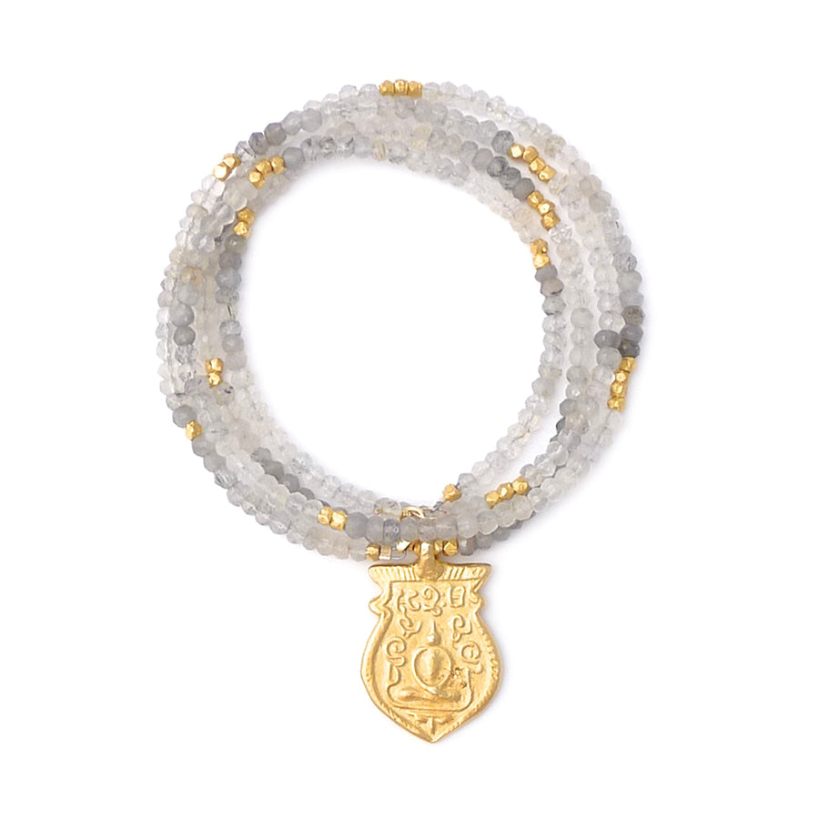 gray rutilated quartz & buddha shield