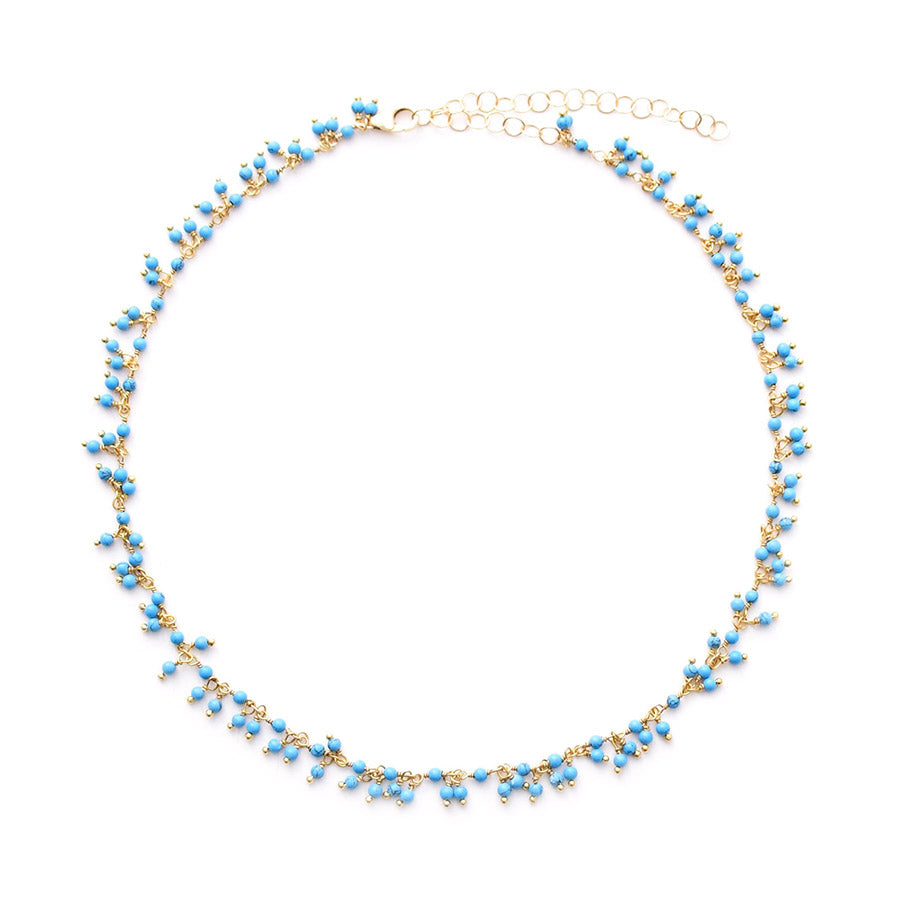 wire-wrap turquoise dangle choker