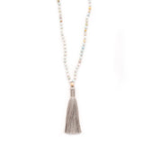 matte amazonite & silky tassel