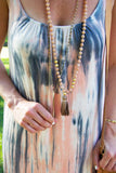 knotted peach moonstone & tassel