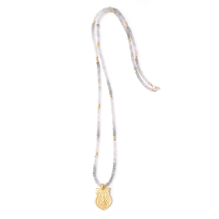 gray rutilated quartz & buddha shield
