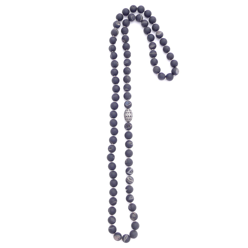knotted matte druzy agate & diamond bead