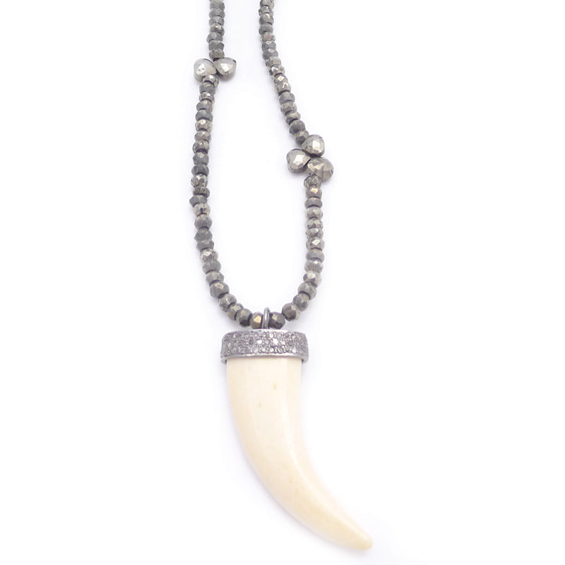 pyrite with diamond & bone horn