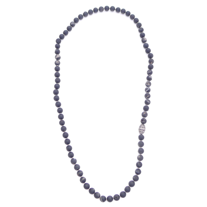 knotted matte druzy agate & diamond bead