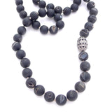 knotted matte druzy agate & diamond bead
