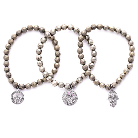 pyrite diamond charm bracelets