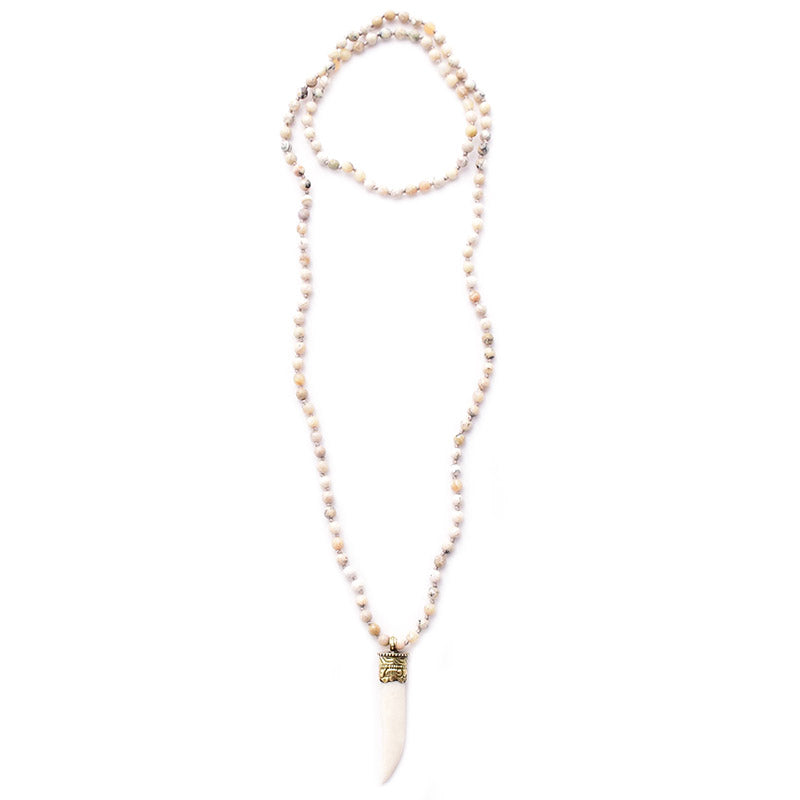 knotted african opal & bone tusk