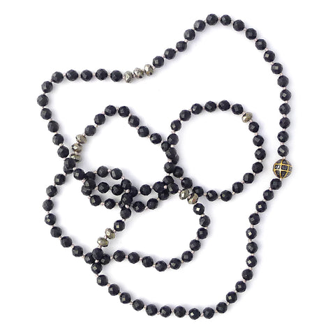 knotted spinel & black diamond ball