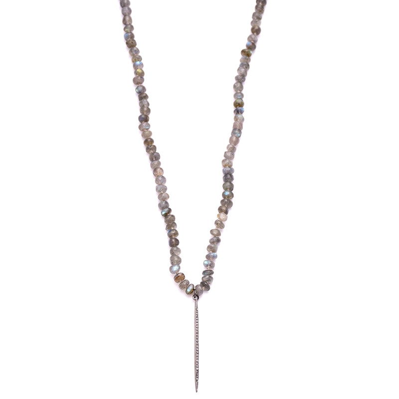 knotted labradorite & diamond spike