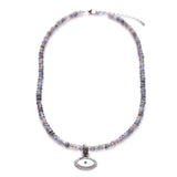 labradorite & diamond evil eye