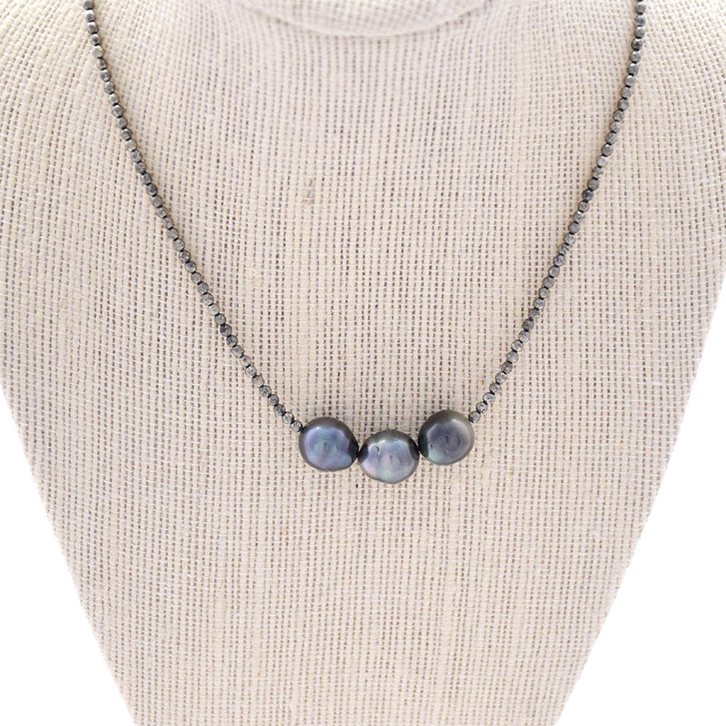 pyrite & 3 tahitian pearls