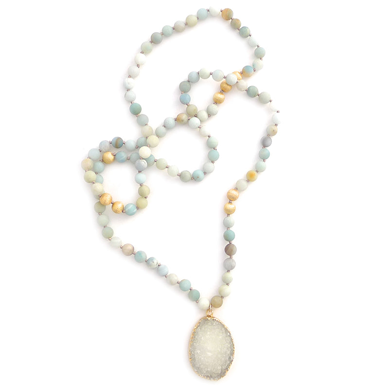 knotted matte amazonite & druzy