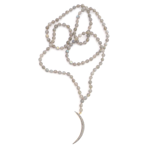 knotted labradorite & diamond moon