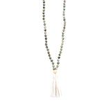 African Turquoise & leather tassel