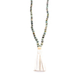 African Turquoise & leather tassel