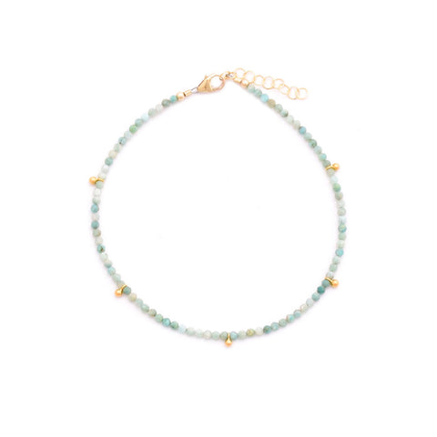 amazonite & gold drops anklet