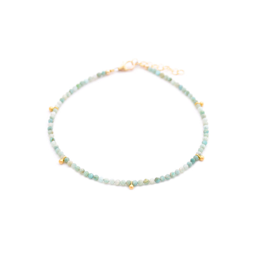 amazonite & gold drops anklet