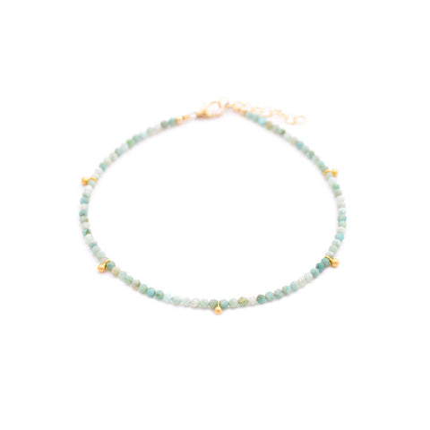 amazonite & gold drops anklet