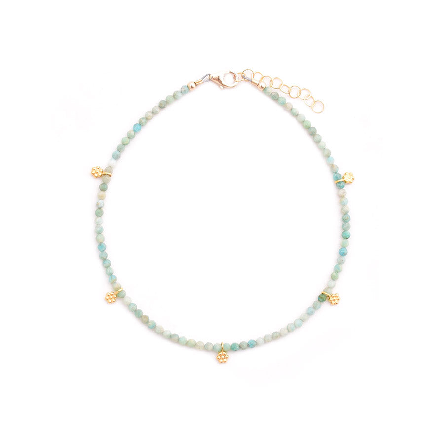 amazonite & gold flowers anklet