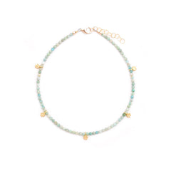 amazonite & gold flowers anklet