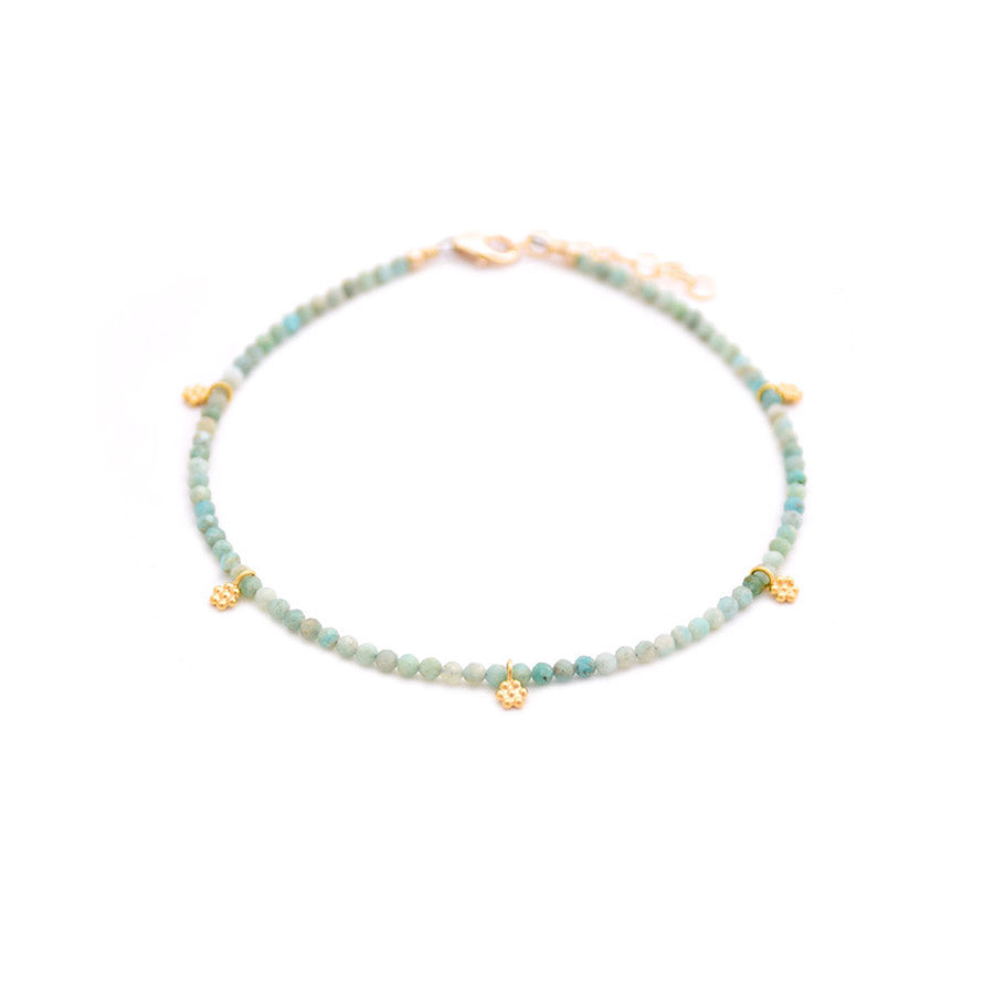 amazonite & gold flowers anklet