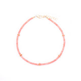 coral heishi & gold flower discs anklet
