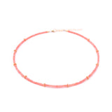 coral heishi & gold flower discs
