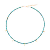 turquoise heishi & pave oval drops