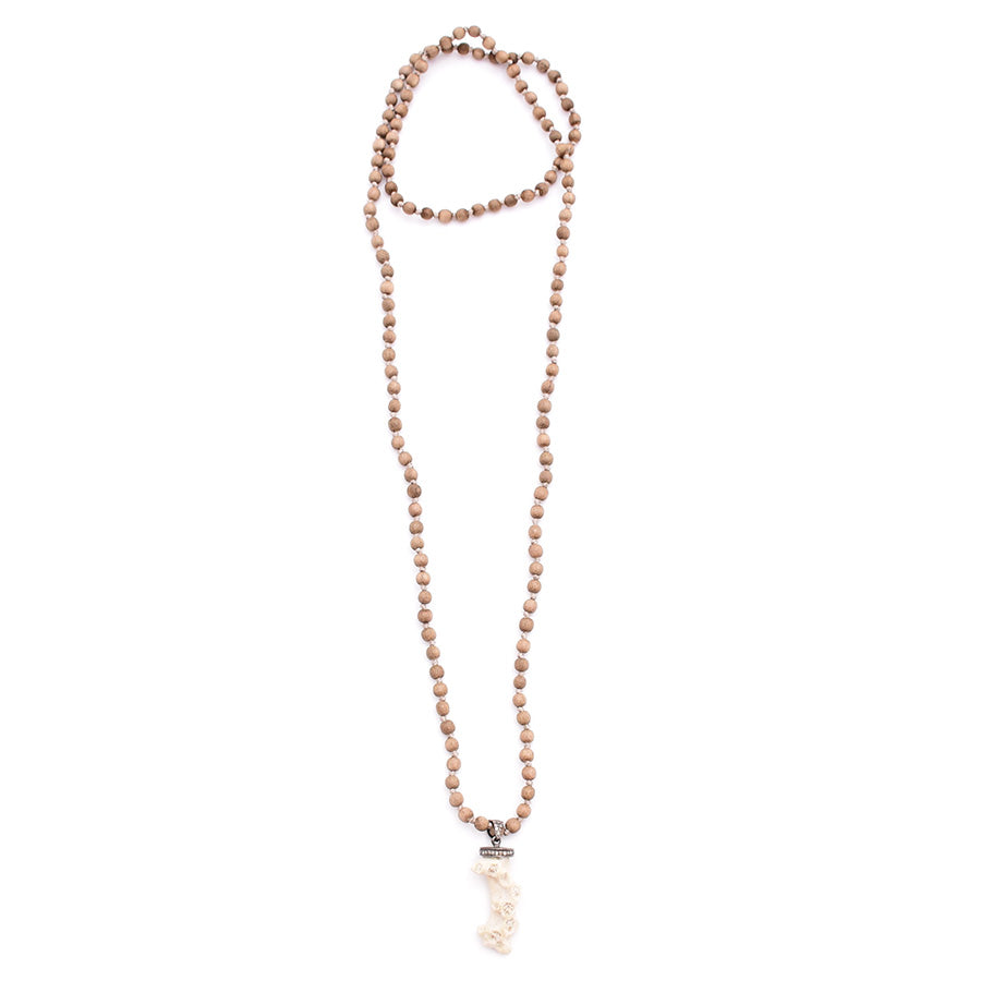 gray wood & diamond coral pendant