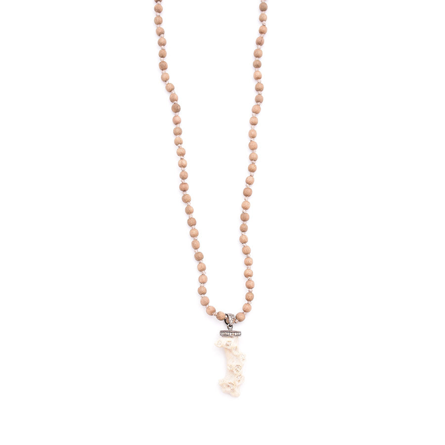 gray wood & diamond coral pendant