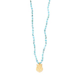 Kingman turquoise & large vermeil buddha charm