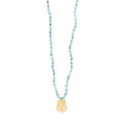 Kingman turquoise & large vermeil buddha charm