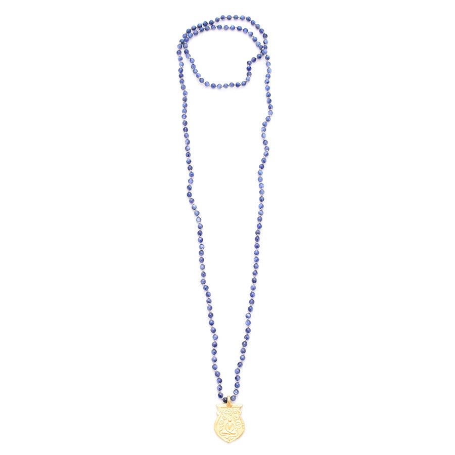 Kyanite & large vermeil buddha shield charm