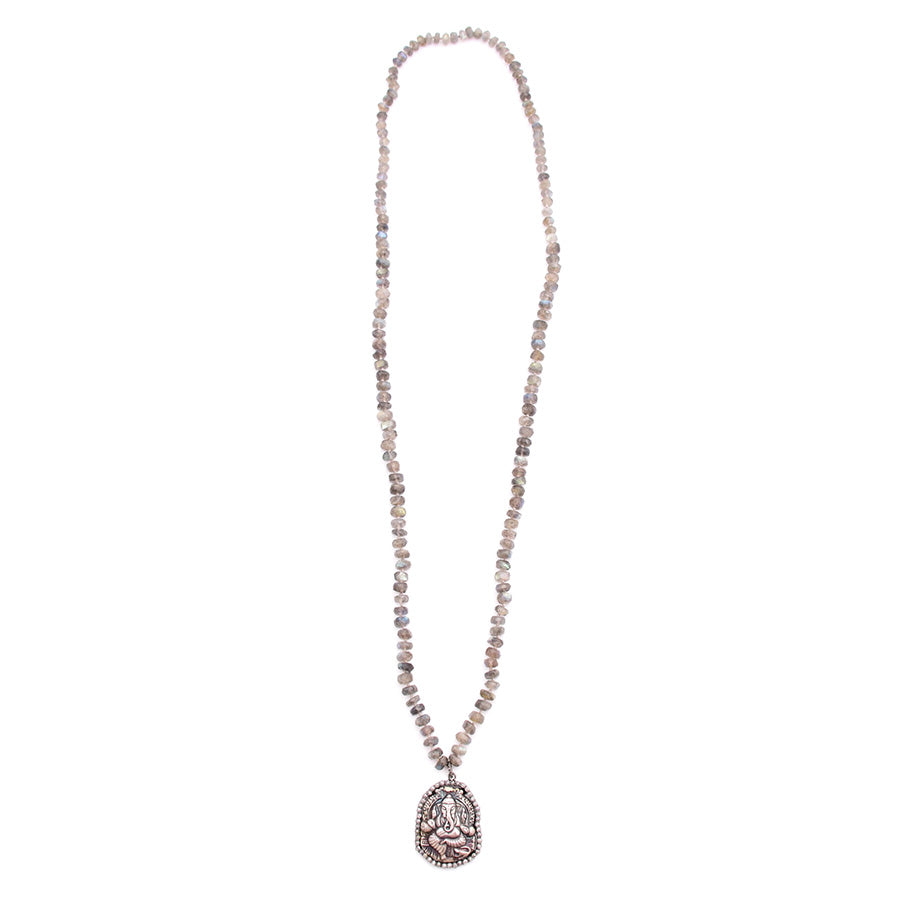 Labradorite & Rose Cut Diamond Ganesha