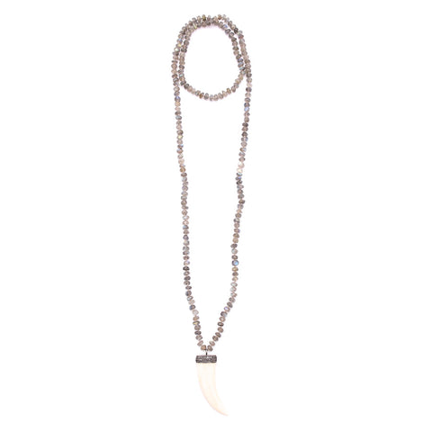 labradorite & diamond tusk pendant
