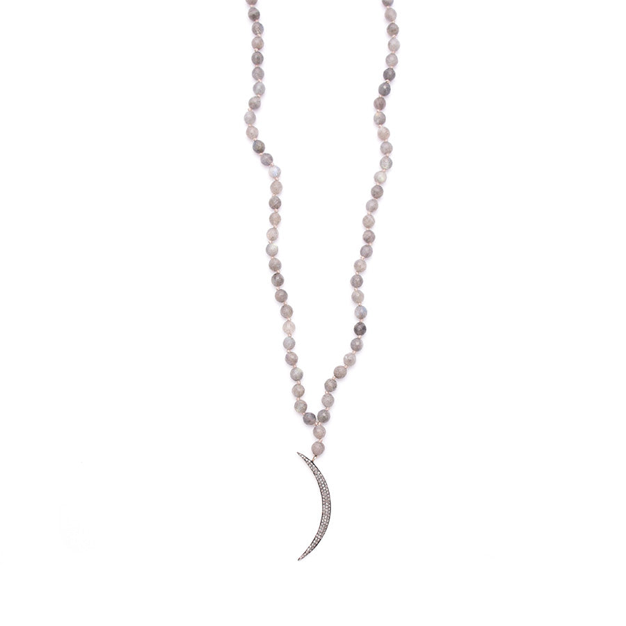 Labradorite & Pave Diamond Moon
