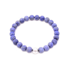 men's round hammered bead & lapis