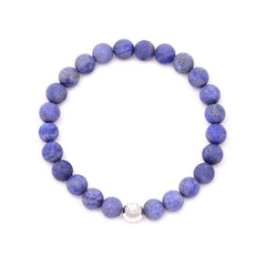 men's round hammered bead & lapis