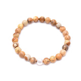 men's round hammered bead & picture jasper